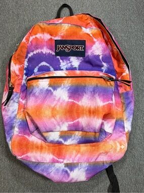 Jansport Tie-Dye Backpack in Orange, Purple & Pink T501